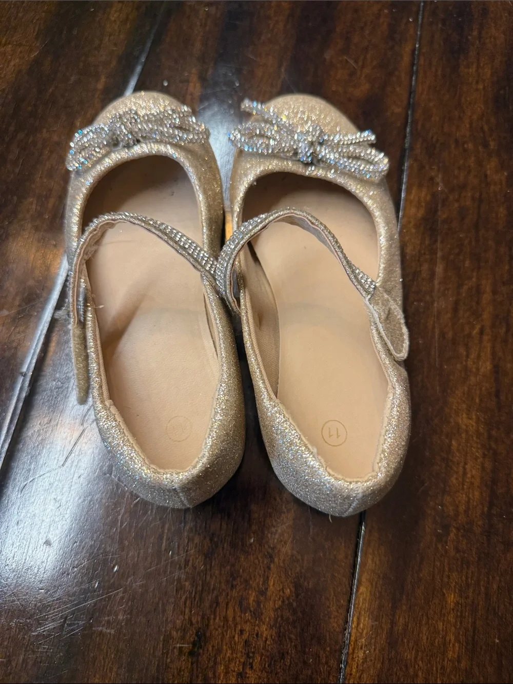 Girls' Glitter Bow Mary Jane Dress Shoes - Gold